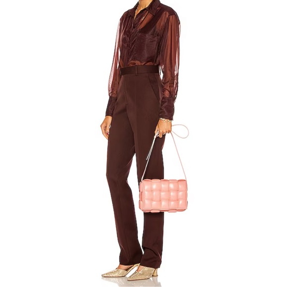 Bottega Venetta Peach Cassandra Cassette Weave Crossbody Leather Handbag - Picture 2 of 13